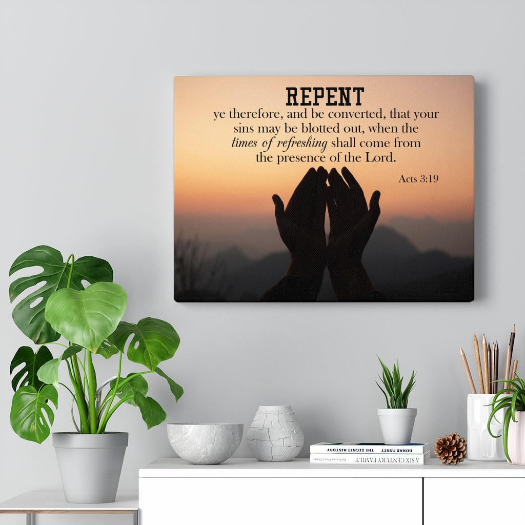 Scripture Walls Repent Acts 3:19 Wall Art Christian Home Decor Unframed-Express Your Love Gifts