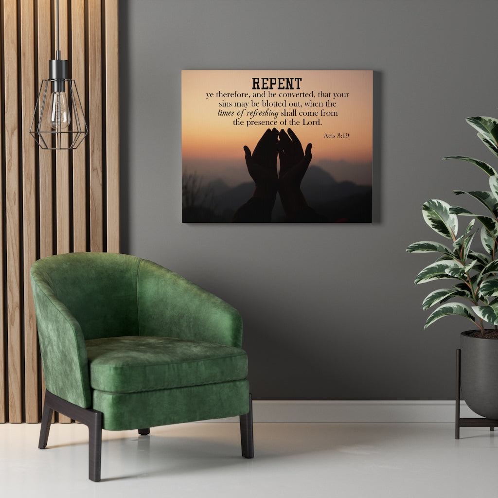 Scripture Walls Repent Acts 3:19 Wall Art Christian Home Decor Unframed-Express Your Love Gifts