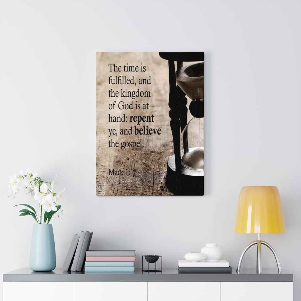 Scripture Walls Repent and Believe Mark 1:15 Bible Verse Canvas Christian Wall Art Ready to Hang Unframed-Express Your Love Gifts
