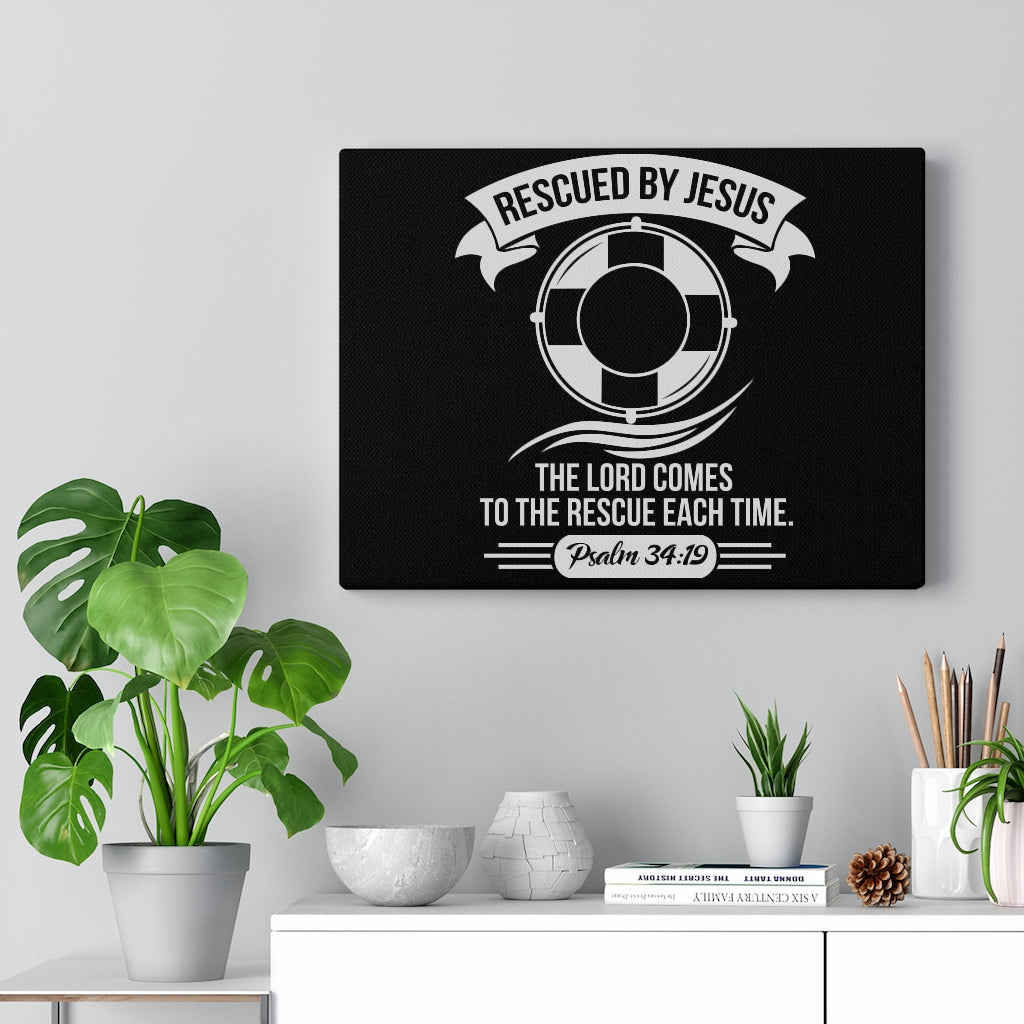 Scripture Walls Rescued By Jesus Psalm 34:19 Bible Verse Canvas Christian Wall Art Ready to Hang Unframed-Express Your Love Gifts