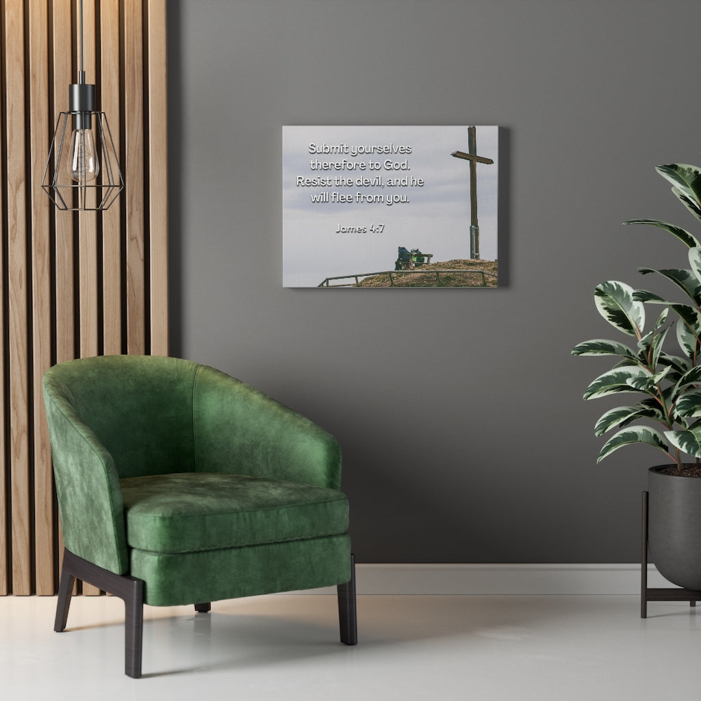 Scripture Walls Resist The Devil James 4:7 Bible Verse Canvas Christian Wall Art Ready to Hang Unframed-Express Your Love Gifts