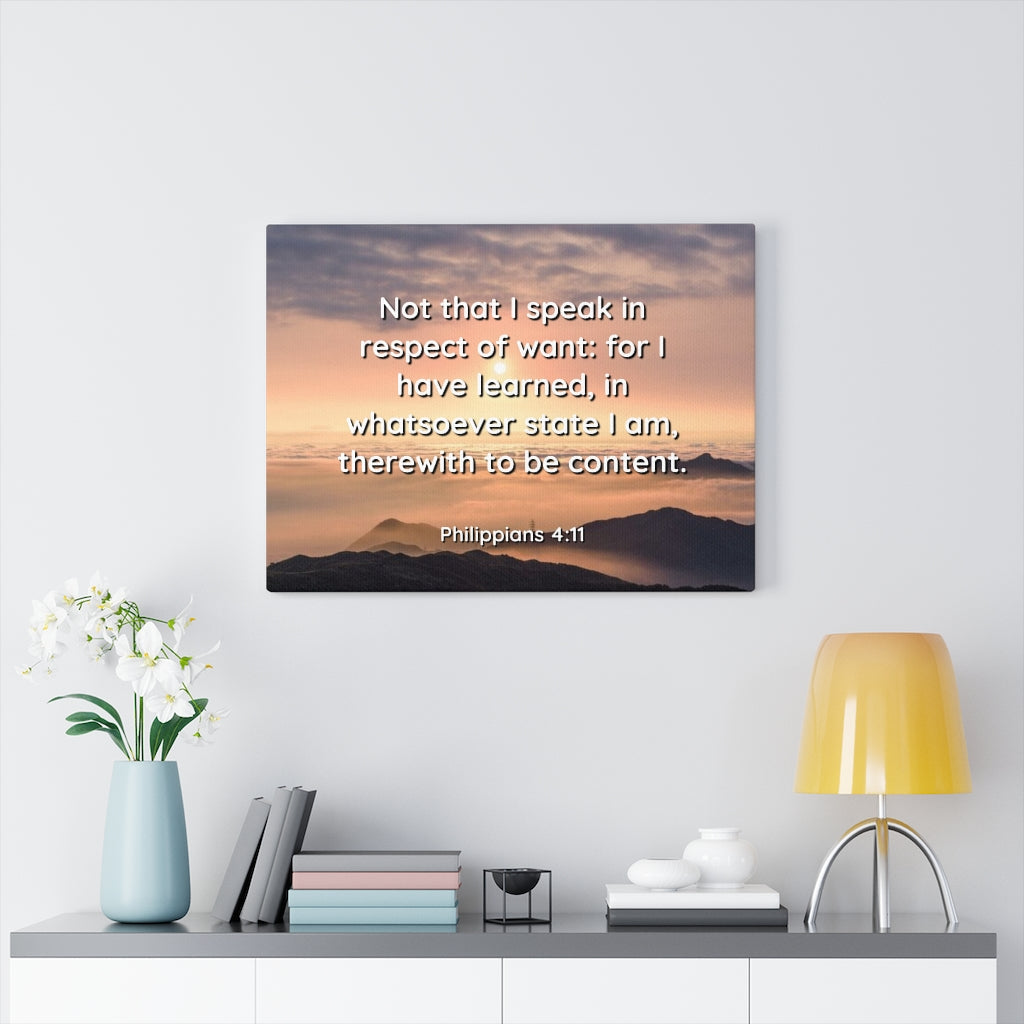 Scripture Walls Respect Of Want Philippians 4:11 Bible Verse Canvas Christian Wall Art Ready to Hang Unframed-Express Your Love Gifts