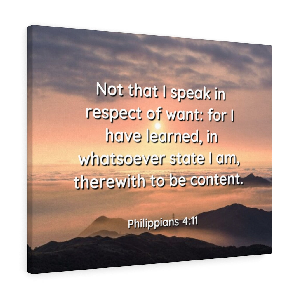 Scripture Walls Respect Of Want Philippians 4:11 Bible Verse Canvas Christian Wall Art Ready to Hang Unframed-Express Your Love Gifts
