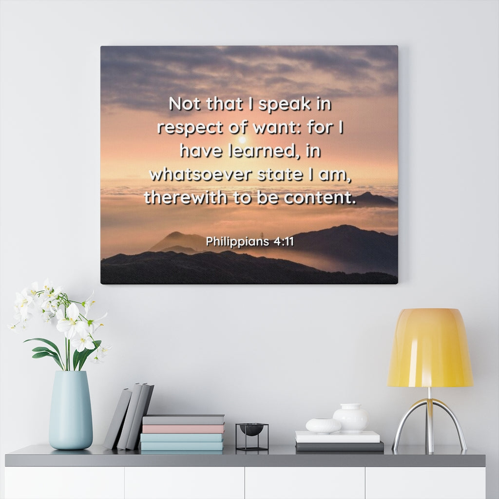 Scripture Walls Respect Of Want Philippians 4:11 Bible Verse Canvas Christian Wall Art Ready to Hang Unframed-Express Your Love Gifts