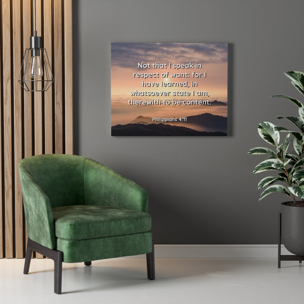 Scripture Walls Respect Of Want Philippians 4:11 Bible Verse Canvas Christian Wall Art Ready to Hang Unframed-Express Your Love Gifts