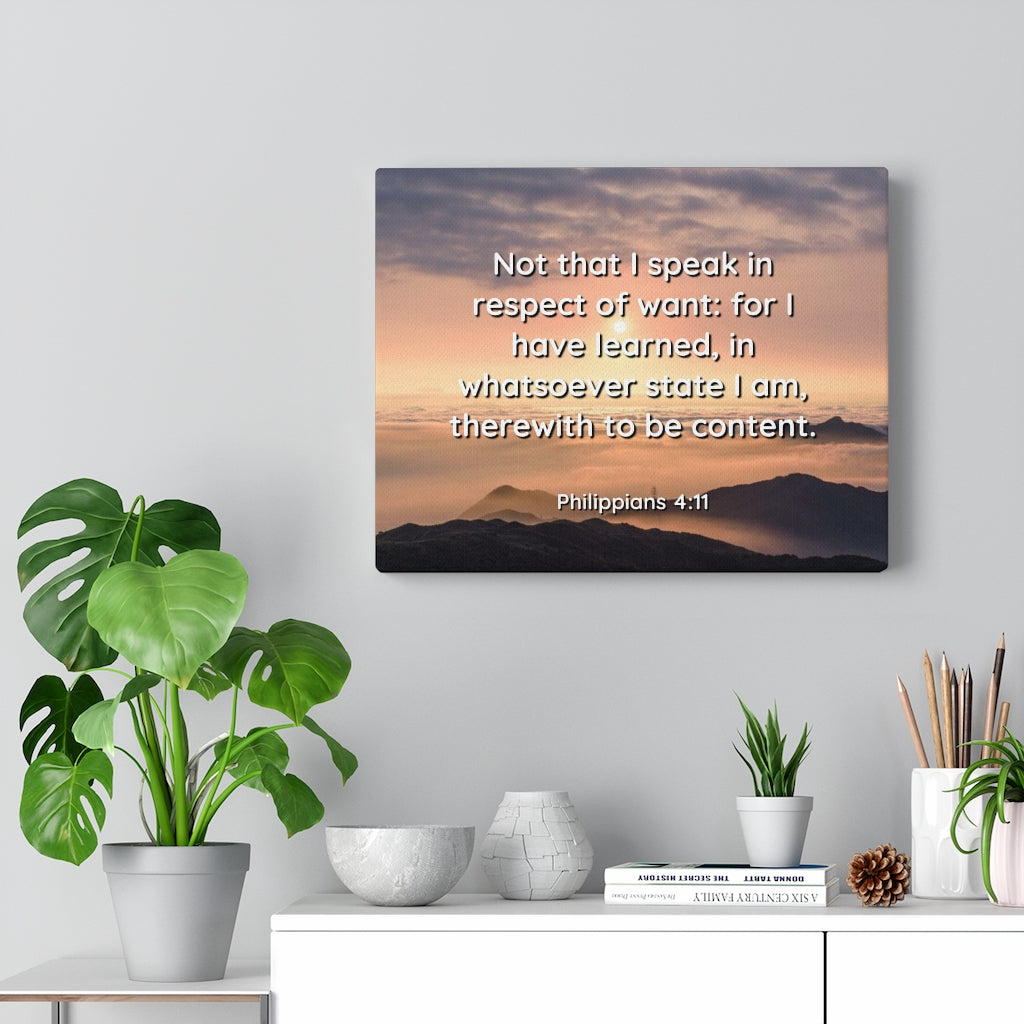 Scripture Walls Respect Of Want Philippians 4:11 Bible Verse Canvas Christian Wall Art Ready to Hang Unframed-Express Your Love Gifts