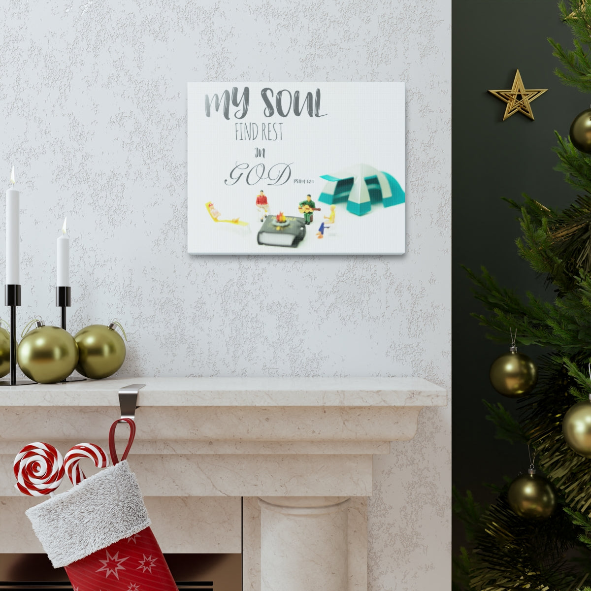 Scripture Walls Rest In God Psalm 62:1 Bible Verse Canvas Christian Wall Art Bible Verse Print Ready To Hang Unframed-Express Your Love Gifts