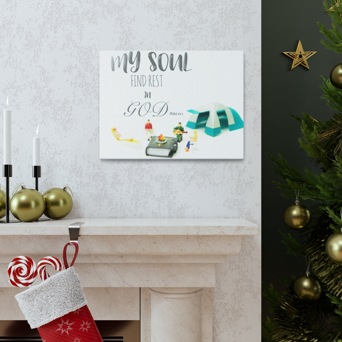 Scripture Walls Rest In God Psalm 62:1 Bible Verse Canvas Christian Wall Art Bible Verse Print Ready To Hang Unframed-Express Your Love Gifts