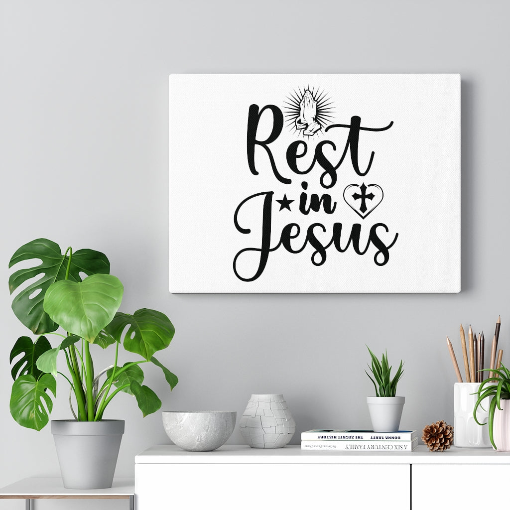 Scripture Walls Rest In Jesus Bible Verse Canvas Christian Wall Art Ready to Hang Unframed-Express Your Love Gifts