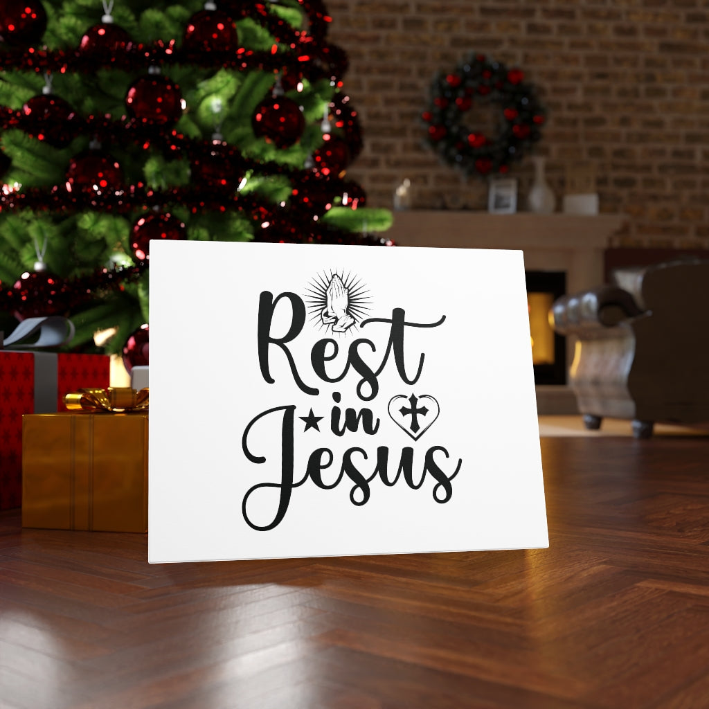 Scripture Walls Rest In Jesus Bible Verse Canvas Christian Wall Art Ready to Hang Unframed-Express Your Love Gifts
