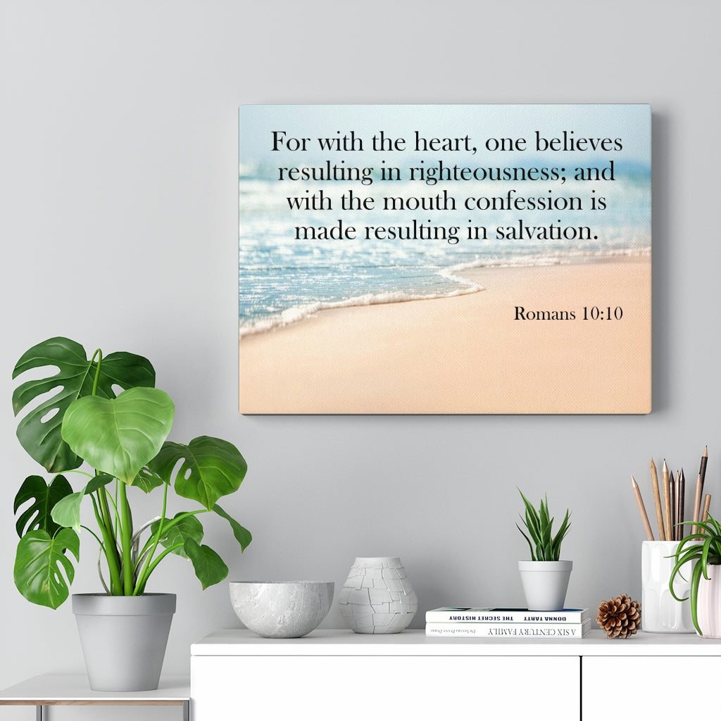 Scripture Walls Resulting in Salvation Romans 10:10 Wall Art Christian Home Decor Unframed-Express Your Love Gifts