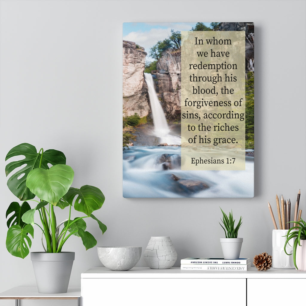 Scripture Walls Riches of His Grace Ephesians 1:7 Bible Verse Canvas Christian Wall Art Ready to Hang Unframed-Express Your Love Gifts