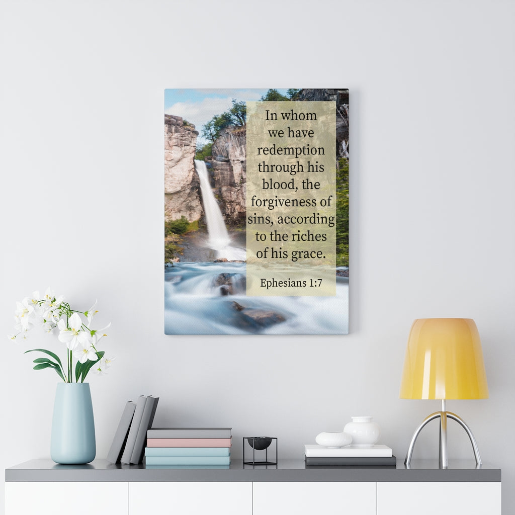 Scripture Walls Riches of His Grace Ephesians 1:7 Bible Verse Canvas Christian Wall Art Ready to Hang Unframed-Express Your Love Gifts