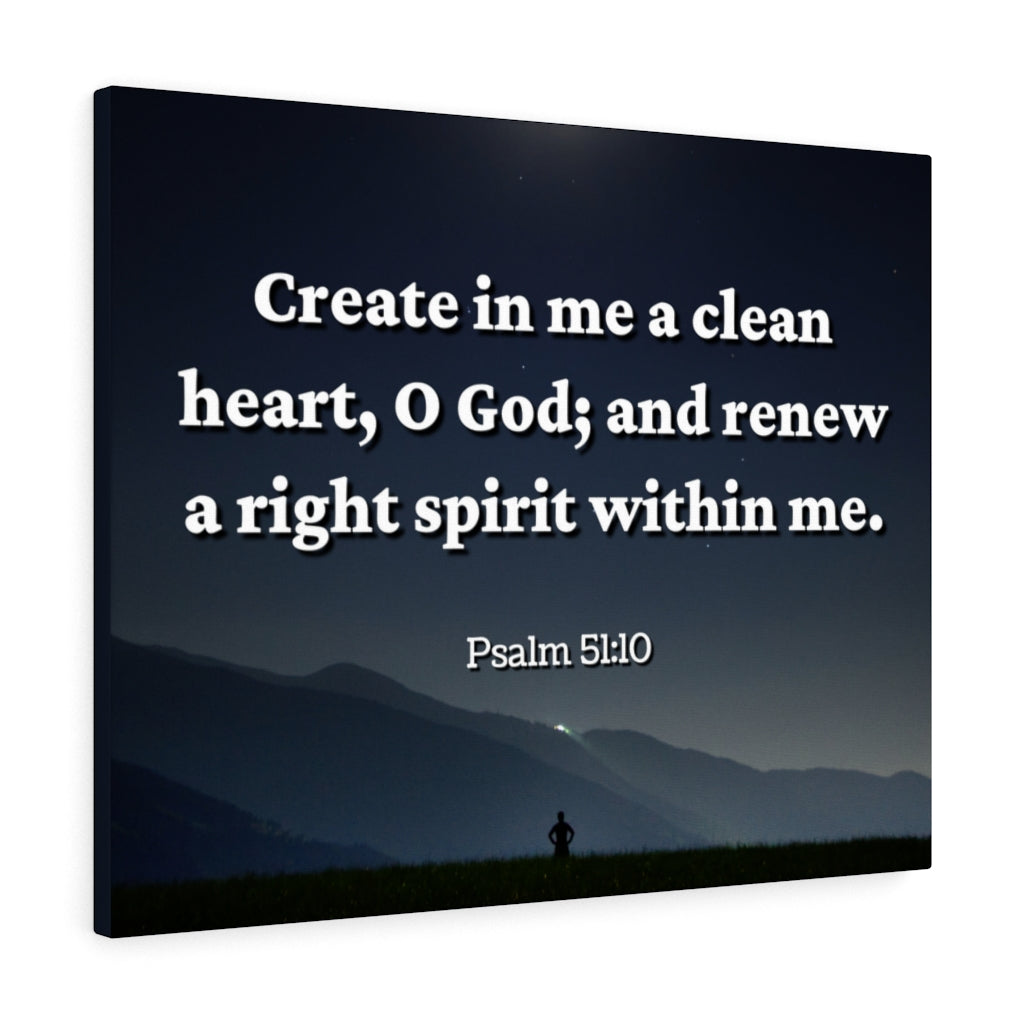 Scripture Walls Right Spirit Psalms 51:10 Bible Verse Canvas Christian Wall Art Ready to Hang Unframed-Express Your Love Gifts