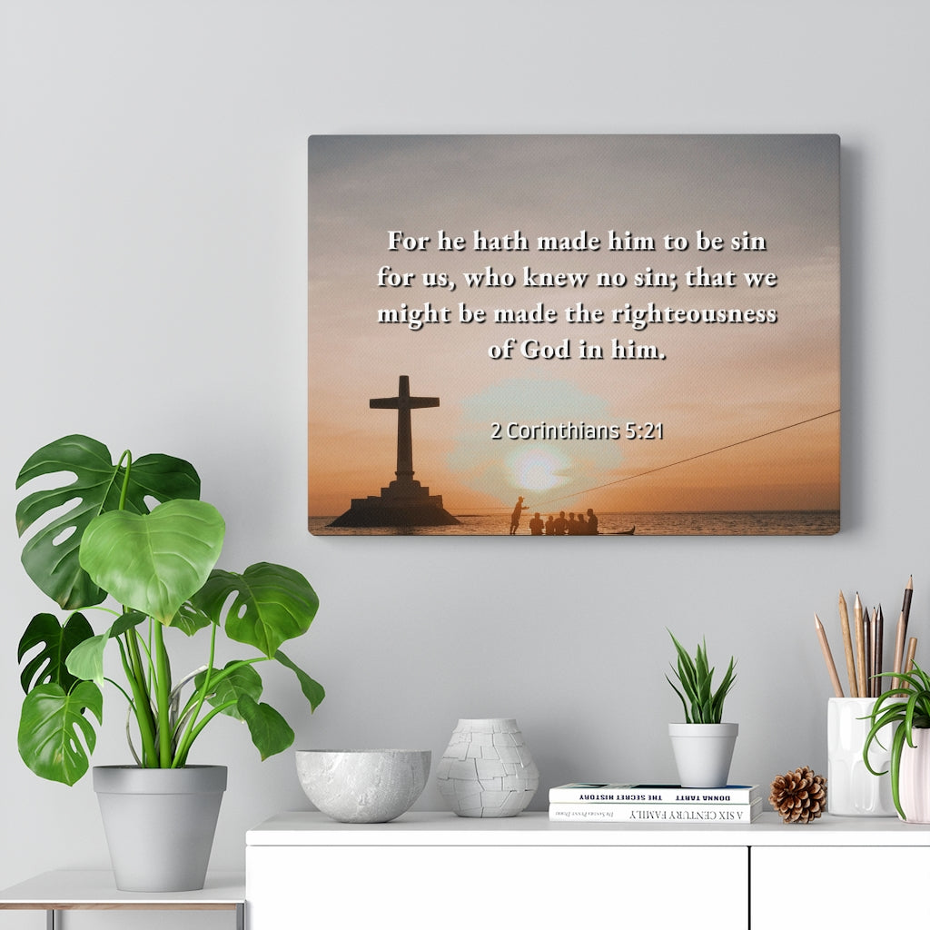 Scripture Walls Righteousness Of God 2 Corinthians 5:21 Bible Verse Canvas Christian Wall Art Ready to Hang Unframed-Express Your Love Gifts