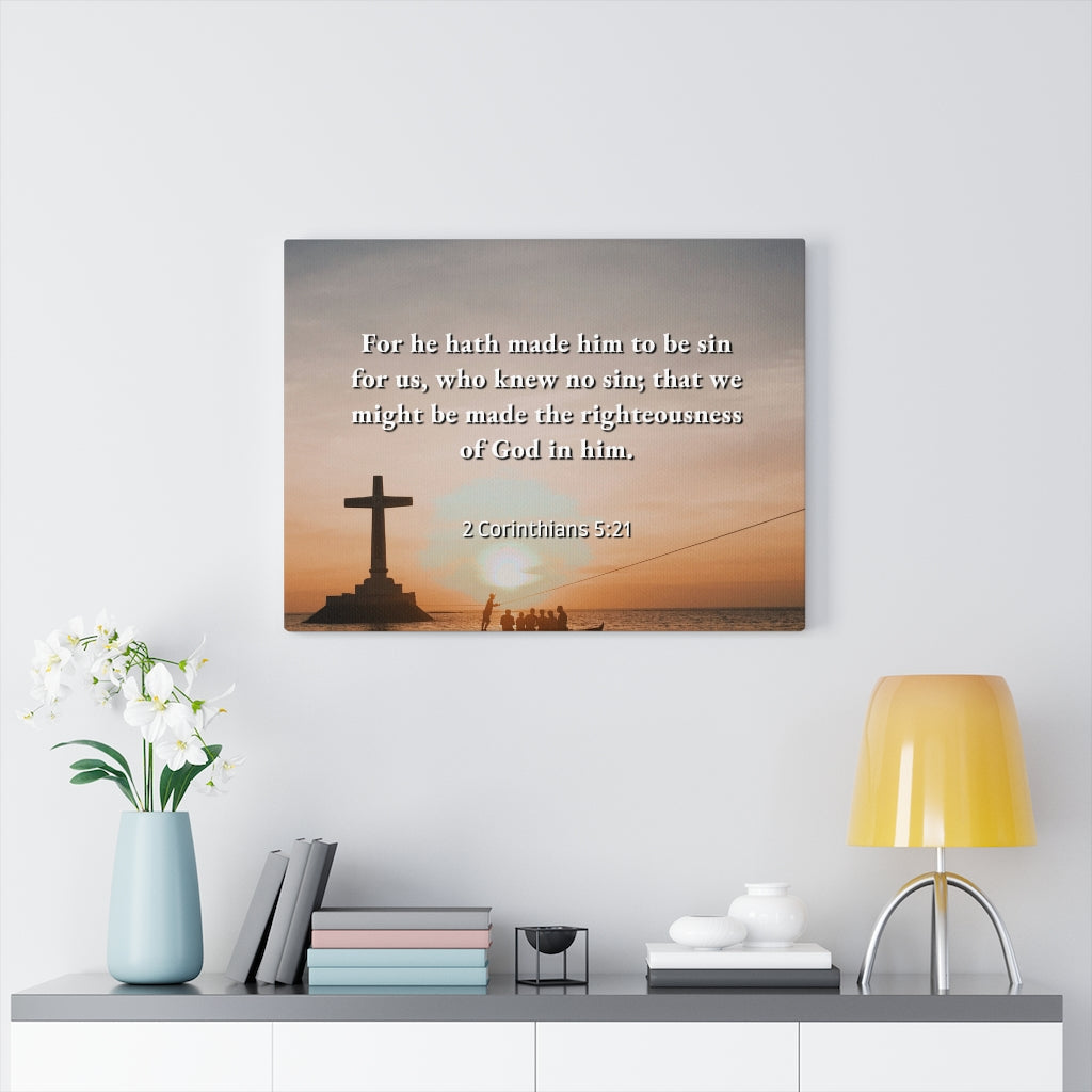 Scripture Walls Righteousness Of God 2 Corinthians 5:21 Bible Verse Canvas Christian Wall Art Ready to Hang Unframed-Express Your Love Gifts
