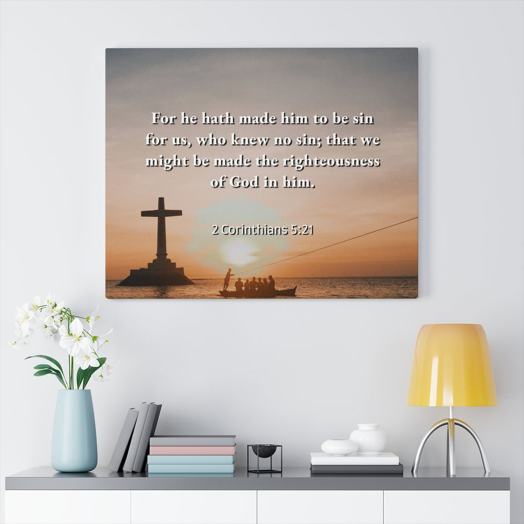 Scripture Walls Righteousness Of God 2 Corinthians 5:21 Bible Verse Canvas Christian Wall Art Ready to Hang Unframed-Express Your Love Gifts