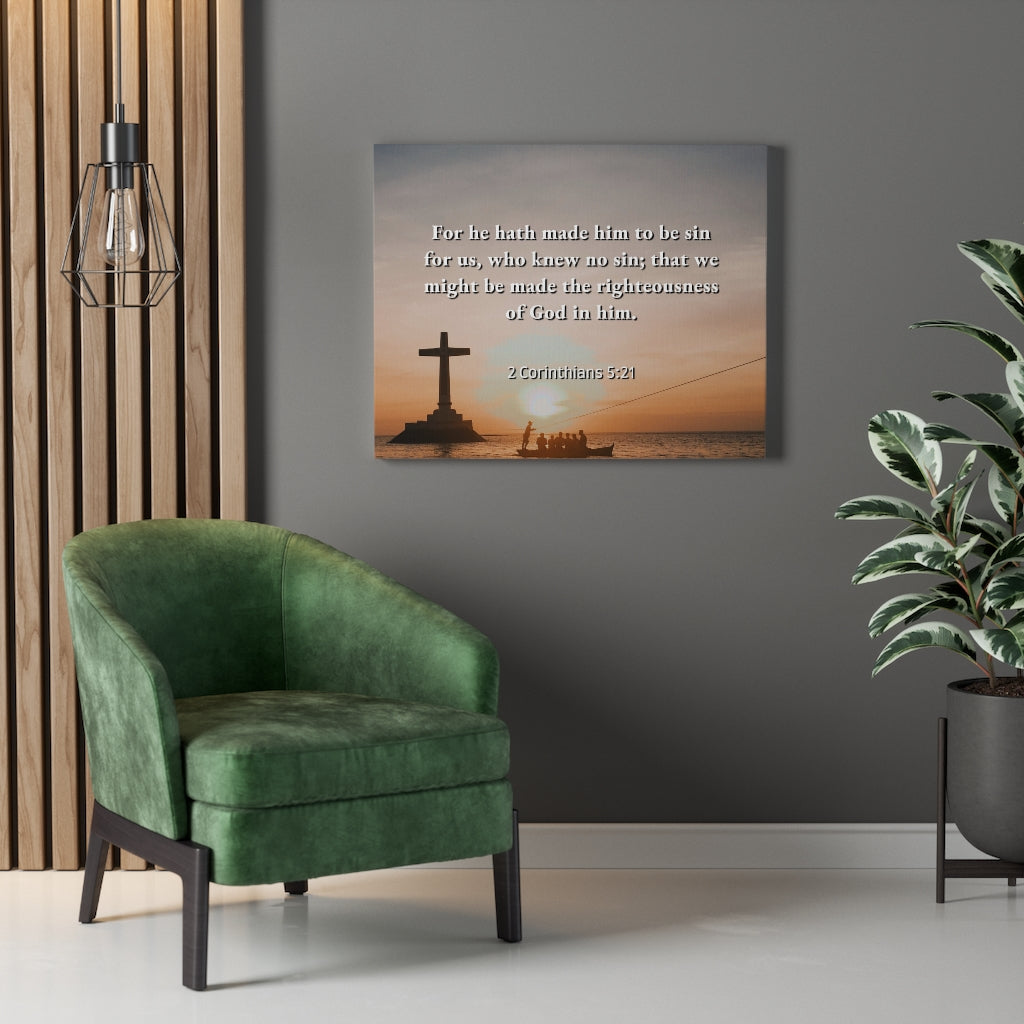 Scripture Walls Righteousness Of God 2 Corinthians 5:21 Bible Verse Canvas Christian Wall Art Ready to Hang Unframed-Express Your Love Gifts