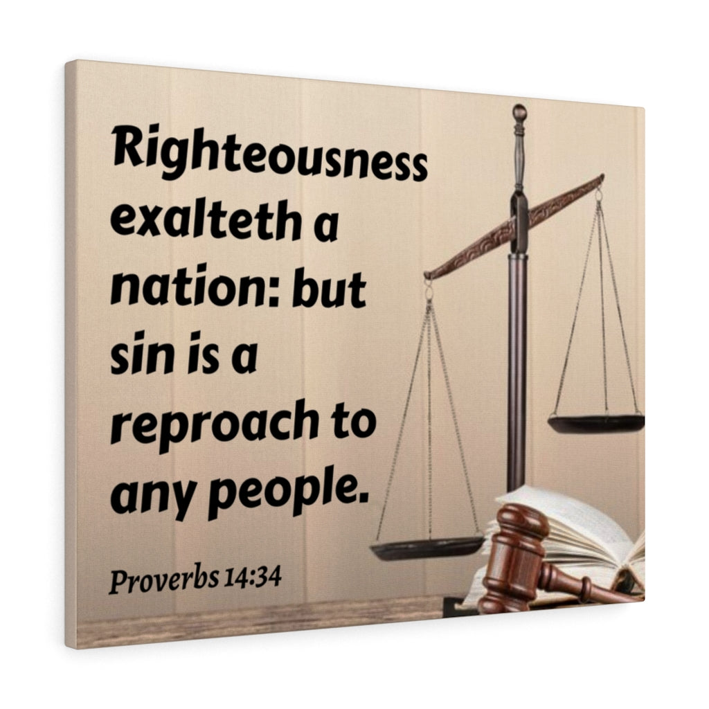Scripture Walls Righteousness Proverbs 14:34 Bible Verse Canvas Christian Wall Art Ready to Hang Unframed-Express Your Love Gifts