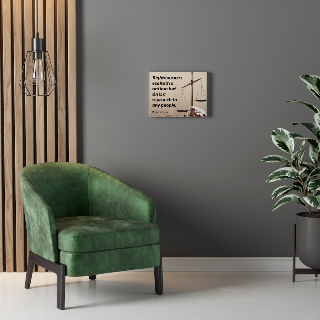 Scripture Walls Righteousness Proverbs 14:34 Bible Verse Canvas Christian Wall Art Ready to Hang Unframed-Express Your Love Gifts