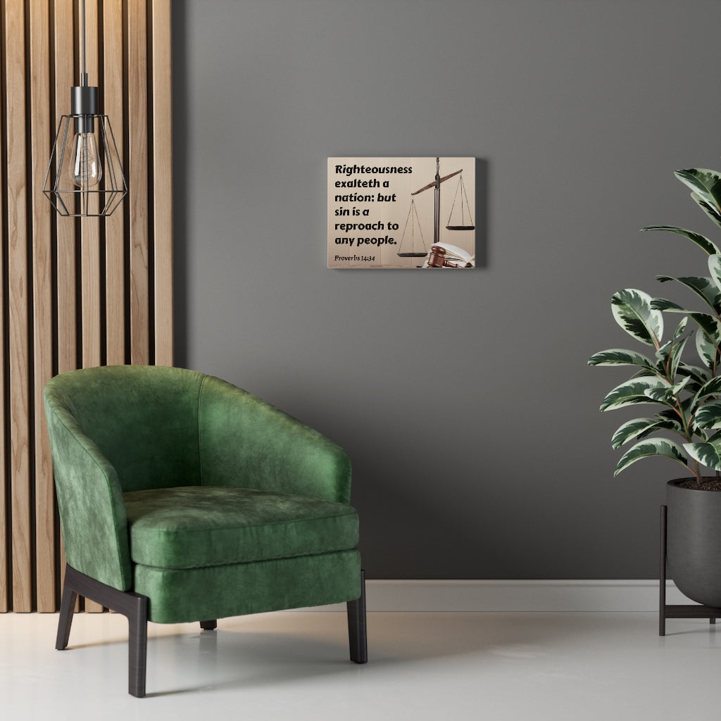 Scripture Walls Righteousness Proverbs 14:34 Bible Verse Canvas Christian Wall Art Ready to Hang Unframed-Express Your Love Gifts