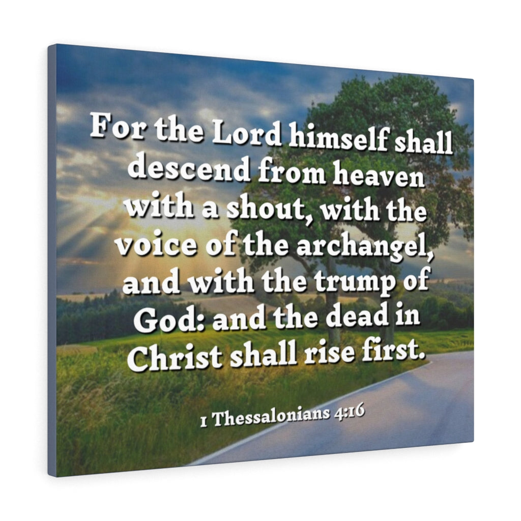 Scripture Walls Rise 1 Thessalonians 4:16 Bible Verse Canvas Christian Wall Art Ready to Hang Unframed-Express Your Love Gifts