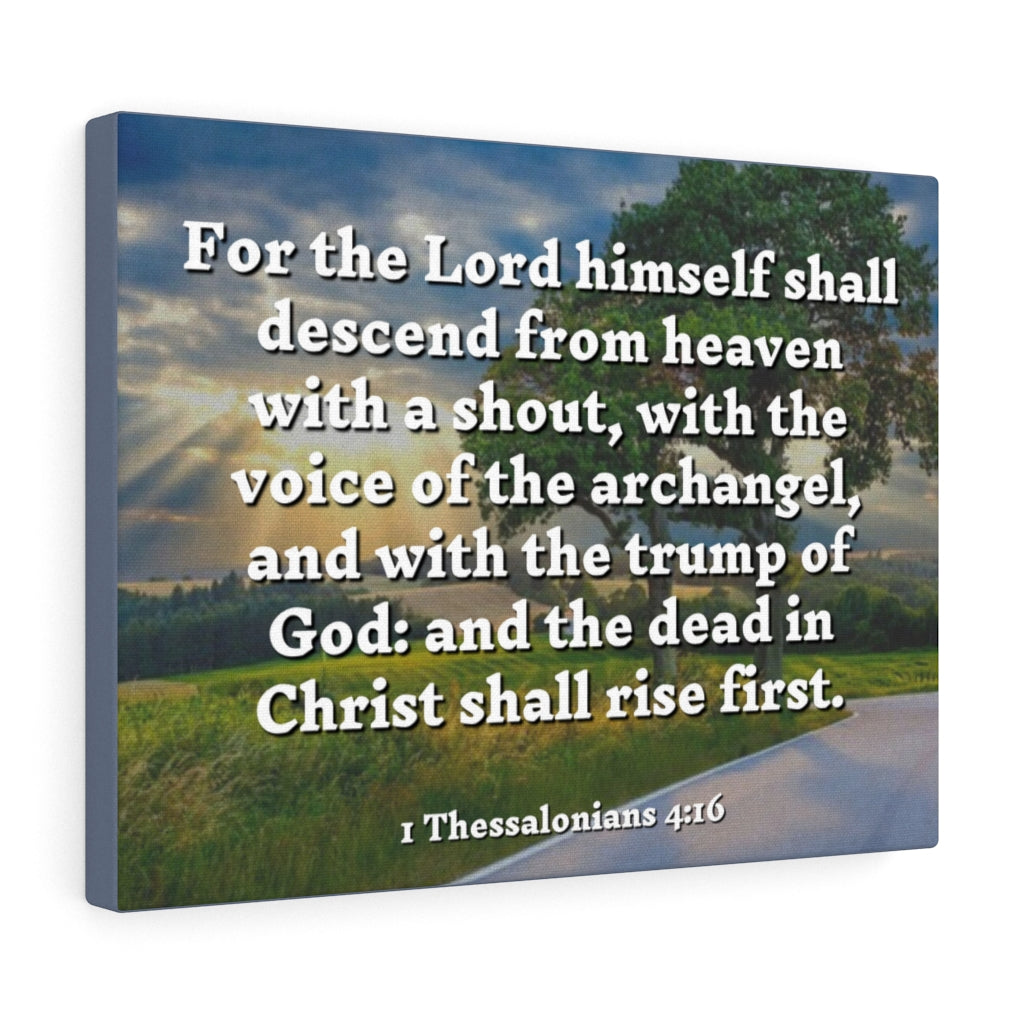 Scripture Walls Rise 1 Thessalonians 4:16 Bible Verse Canvas Christian Wall Art Ready to Hang Unframed-Express Your Love Gifts