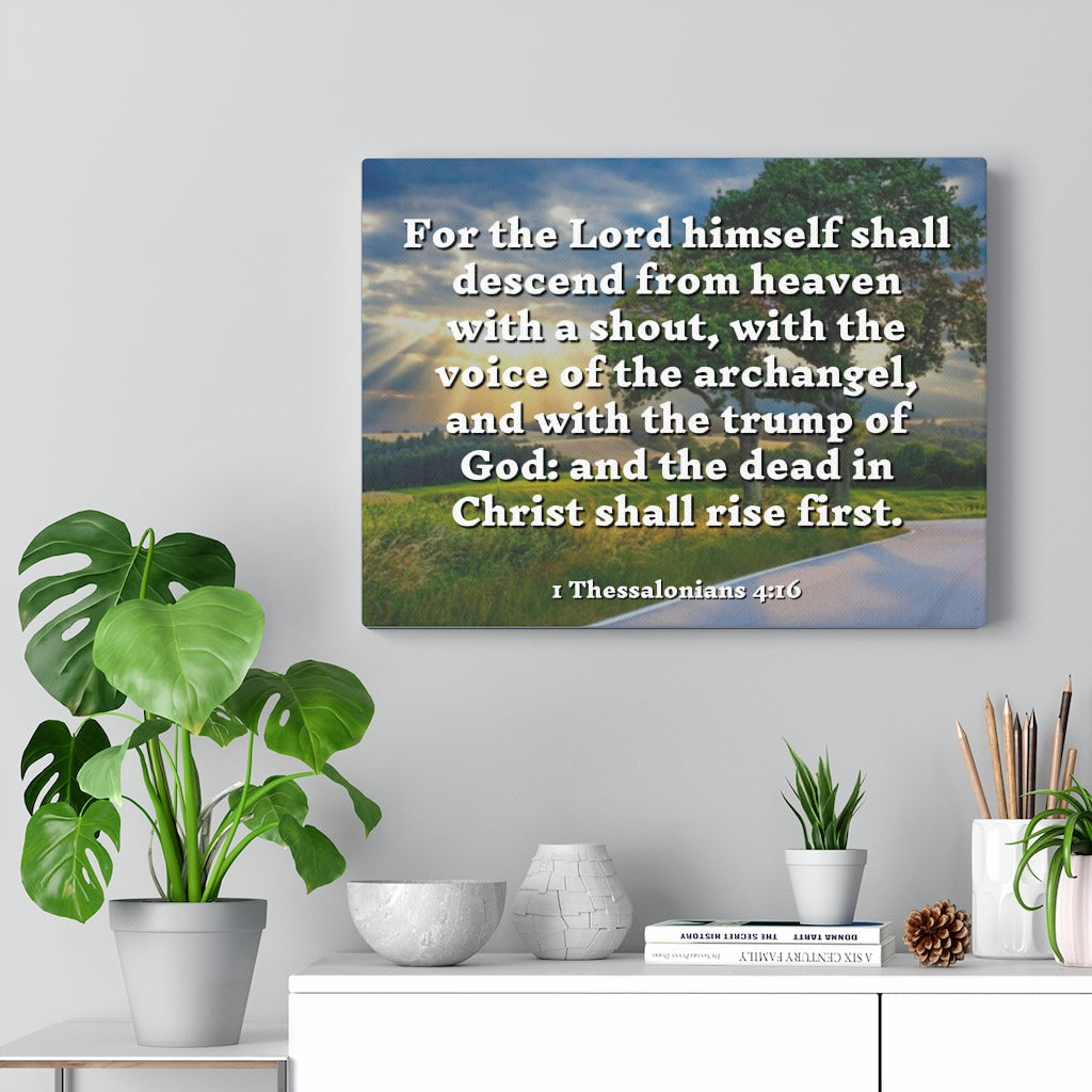 Scripture Walls Rise 1 Thessalonians 4:16 Bible Verse Canvas Christian Wall Art Ready to Hang Unframed-Express Your Love Gifts