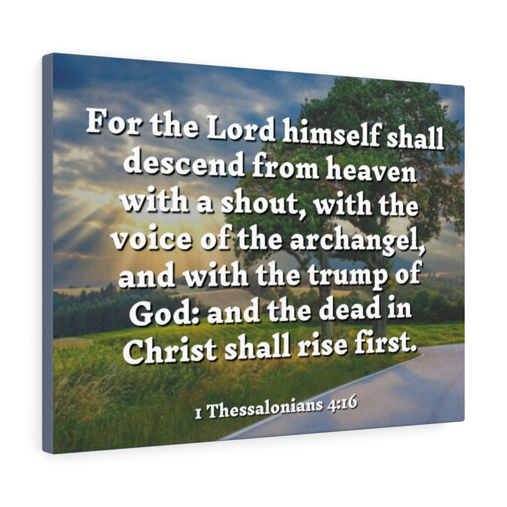 Scripture Walls Rise 1 Thessalonians 4:16 Bible Verse Canvas Christian Wall Art Ready to Hang Unframed-Express Your Love Gifts