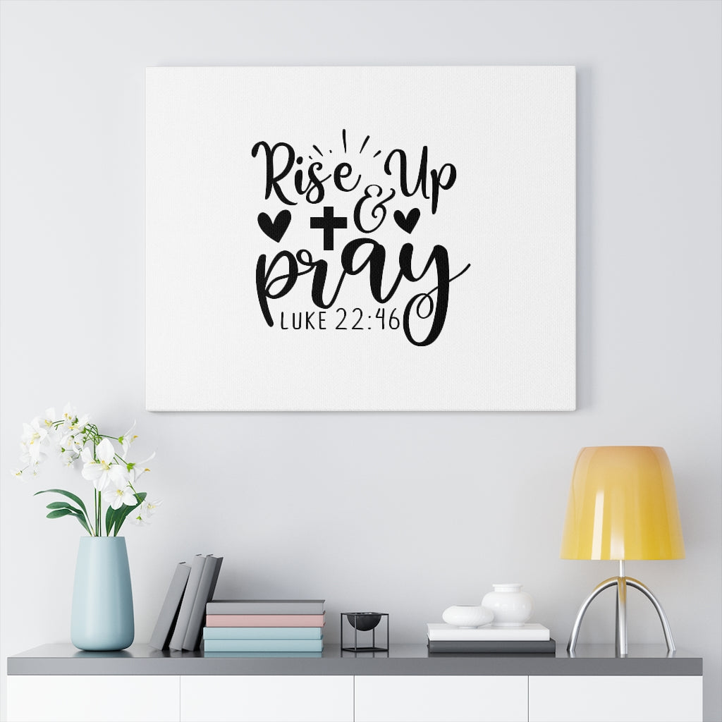 Scripture Walls Rise Up & Pray Cross & Heart Luke 22:46 Bible Verse Canvas Christian Wall Art Ready to Hang Unframed-Express Your Love Gifts