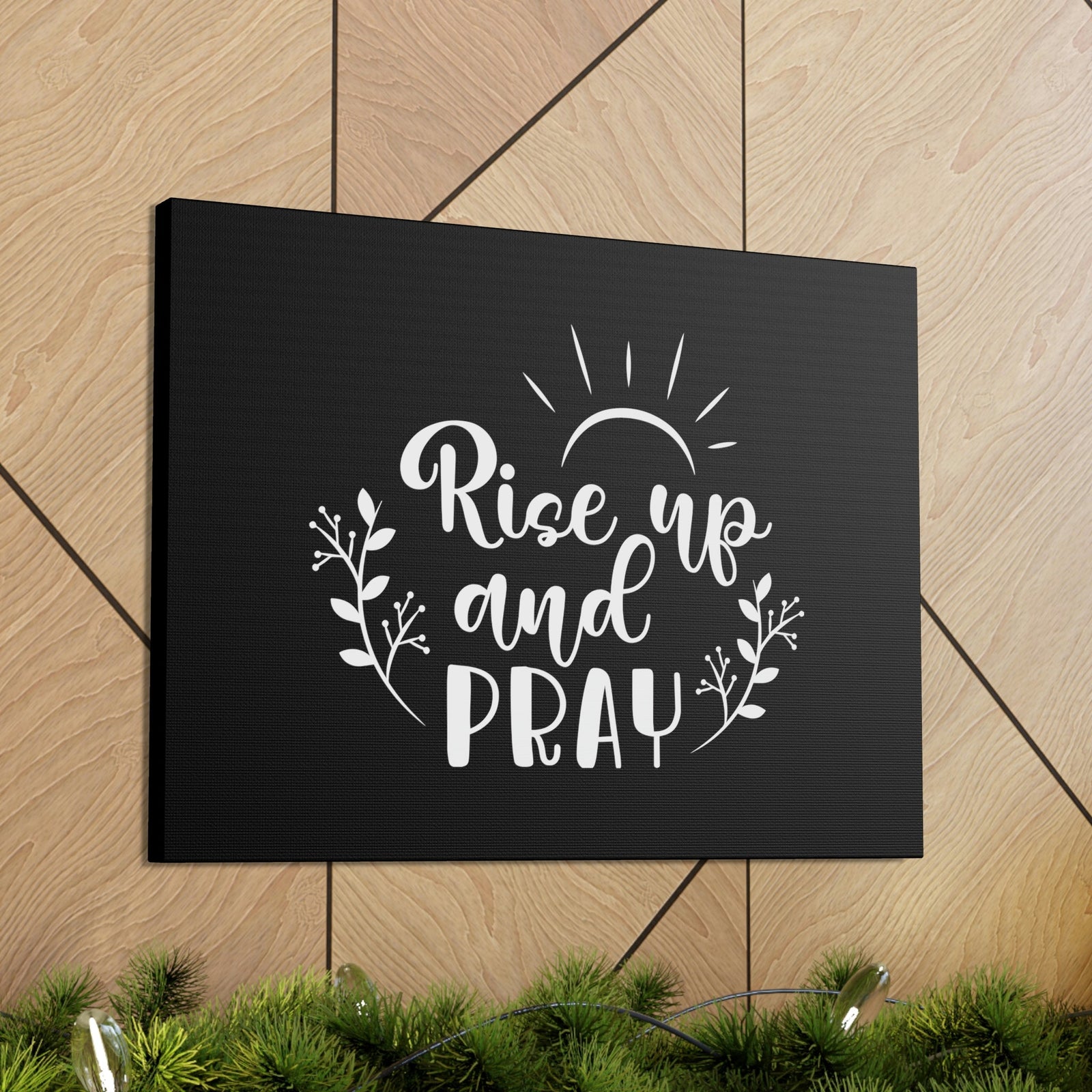 Scripture Walls Rise Up And Pray Mark 1:35 Sun Rays Black Christian Wall Art Bible Verse Print Ready to Hang Unframed-Express Your Love Gifts