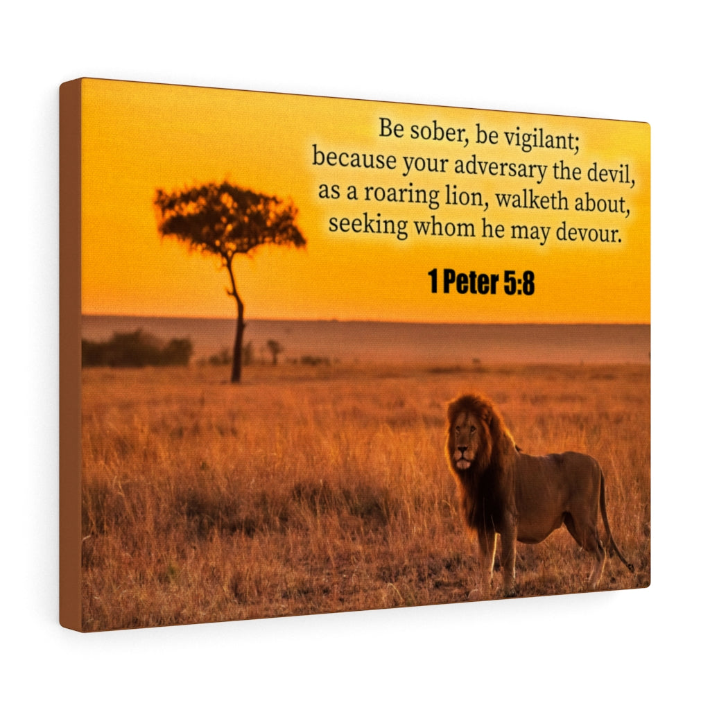 Scripture Walls Roaring Lion 1 Peter 5:8 Bible Verse Canvas Christian Wall Art Ready to Hang Unframed-Express Your Love Gifts
