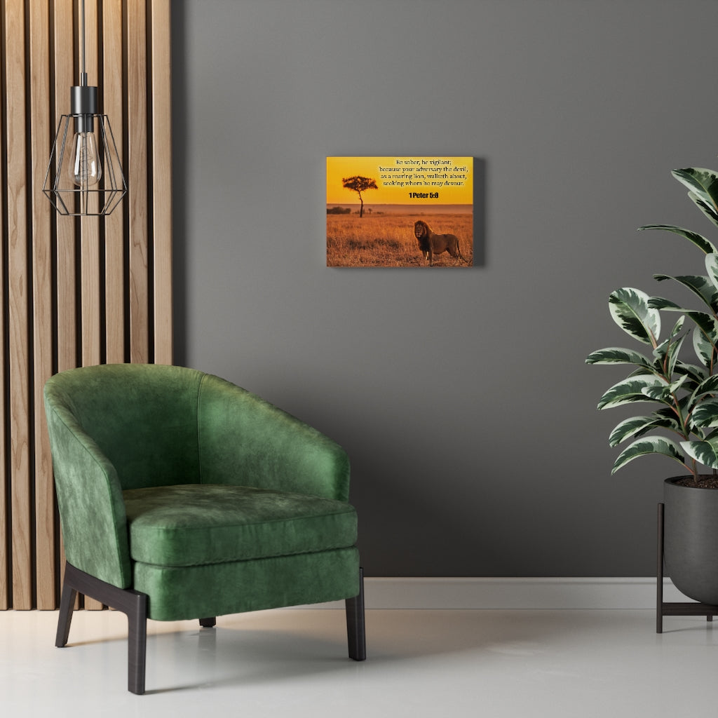 Scripture Walls Roaring Lion 1 Peter 5:8 Bible Verse Canvas Christian Wall Art Ready to Hang Unframed-Express Your Love Gifts