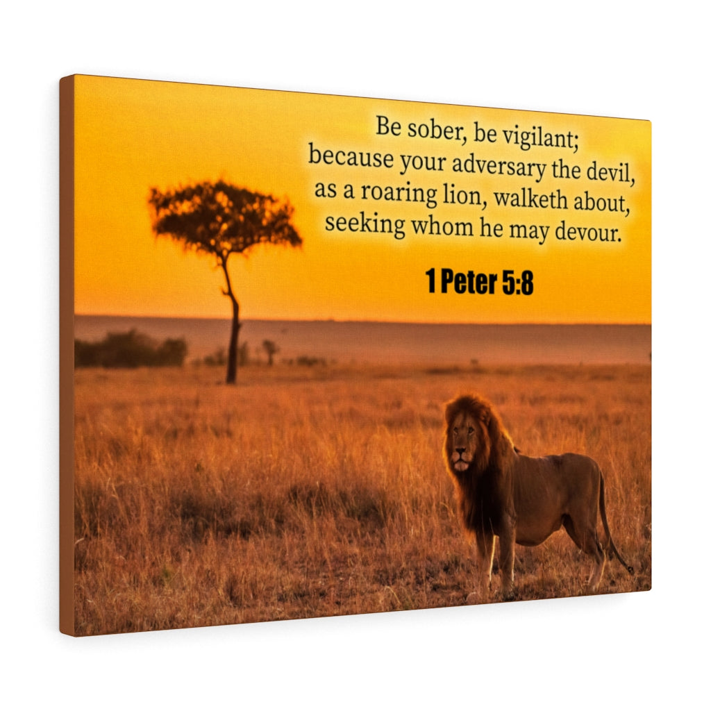 Scripture Walls Roaring Lion 1 Peter 5:8 Bible Verse Canvas Christian Wall Art Ready to Hang Unframed-Express Your Love Gifts
