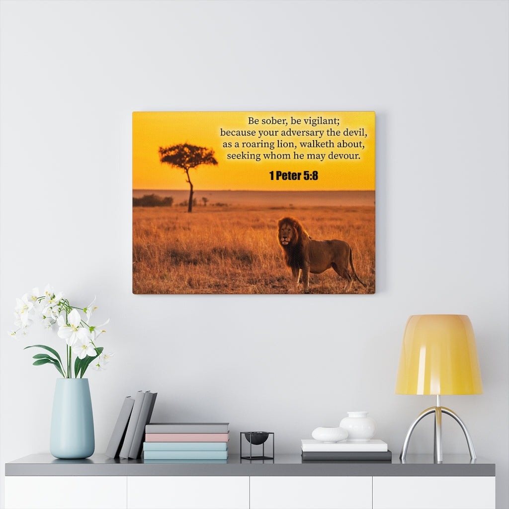 Scripture Walls Roaring Lion 1 Peter 5:8 Bible Verse Canvas Christian Wall Art Ready to Hang Unframed-Express Your Love Gifts