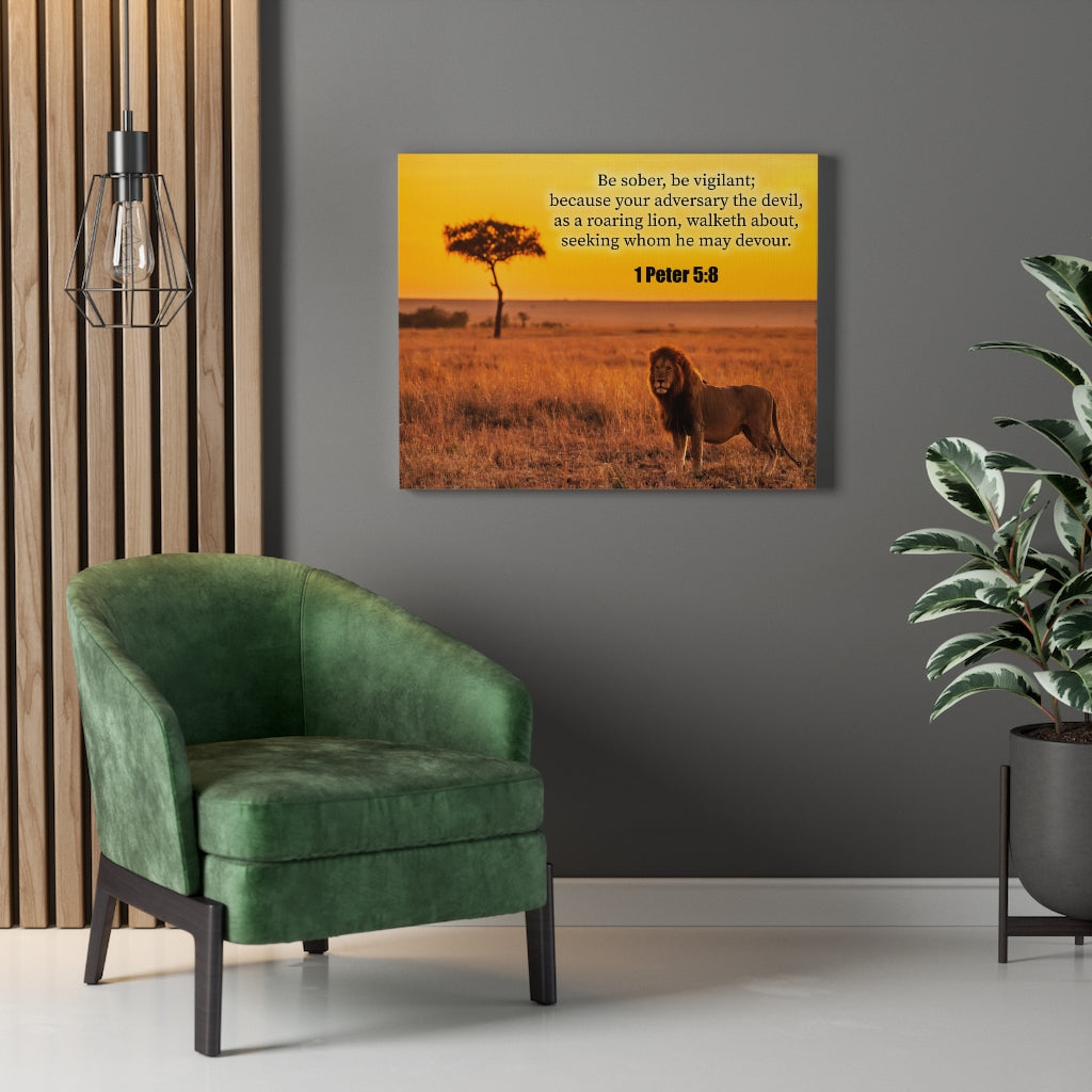 Scripture Walls Roaring Lion 1 Peter 5:8 Bible Verse Canvas Christian Wall Art Ready to Hang Unframed-Express Your Love Gifts
