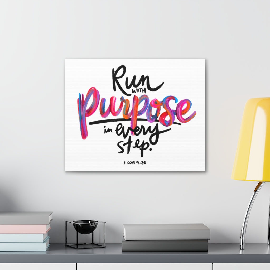 Scripture Walls Run With Purpose 1 Corinthians 9:26 Bible Verse Canvas Christian Wall Art Ready to Hang Unframed-Express Your Love Gifts