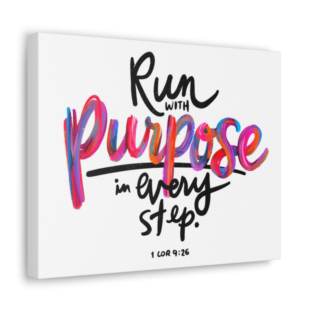 Scripture Walls Run With Purpose 1 Corinthians 9:26 Bible Verse Canvas Christian Wall Art Ready to Hang Unframed-Express Your Love Gifts