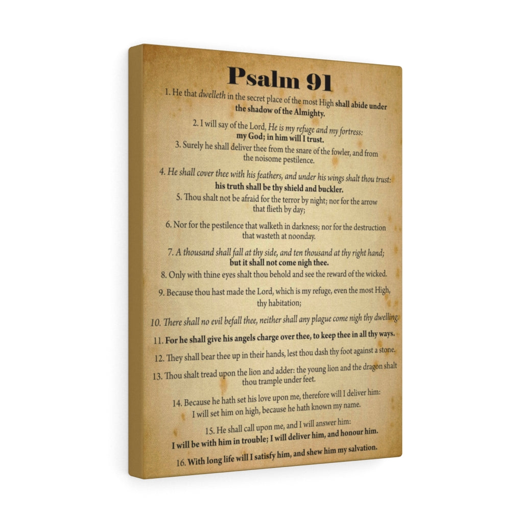 Scripture Walls Psalm 91 Safe In God's Hands Bible Chapter Canvas Christian Wall Art Ready to Hang Unframed-Express Your Love Gifts