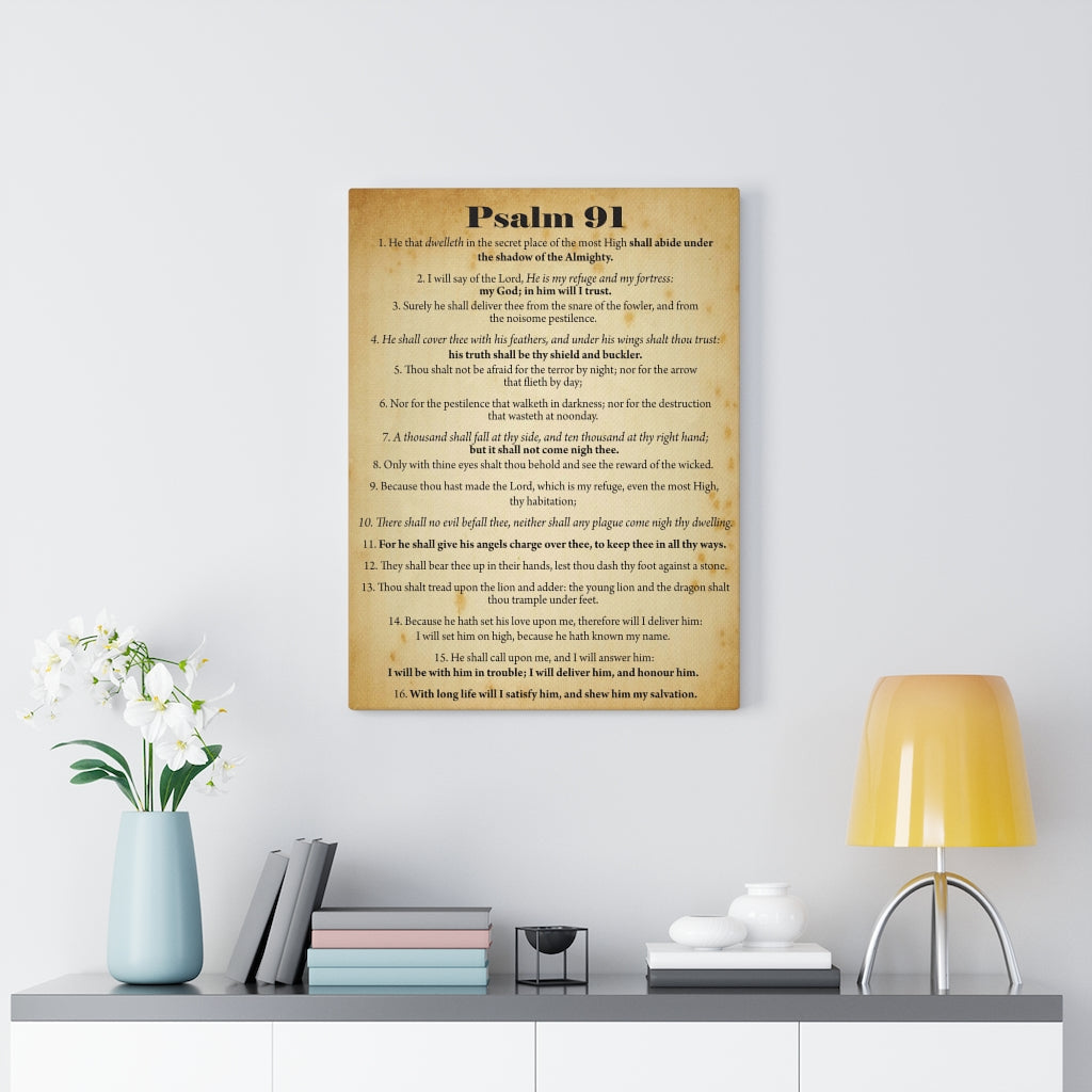Scripture Walls Psalm 91 Safe In God's Hands Bible Chapter Canvas Christian Wall Art Ready to Hang Unframed-Express Your Love Gifts