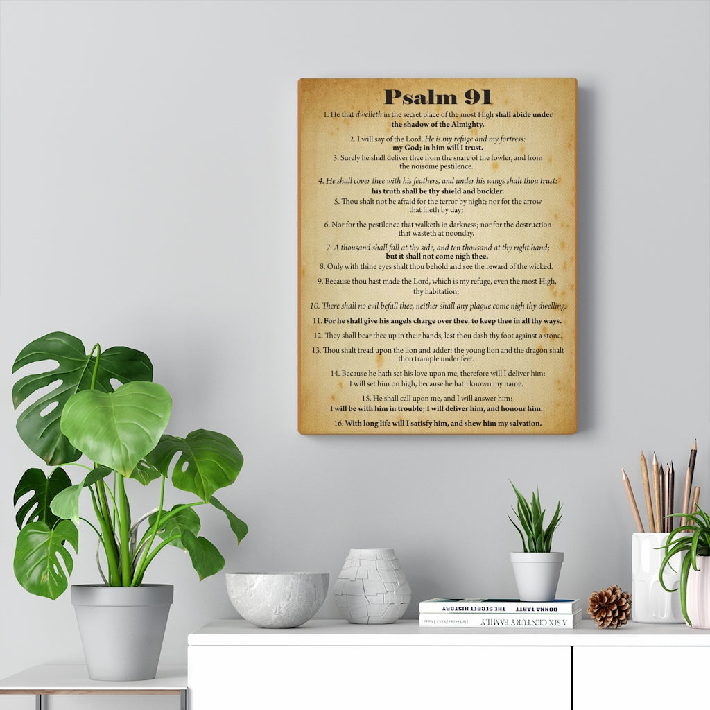 Scripture Walls Psalm 91 Safe In God's Hands Bible Chapter Canvas Christian Wall Art Ready to Hang Unframed-Express Your Love Gifts