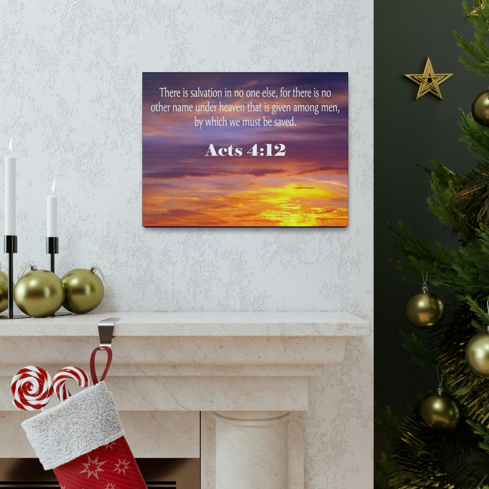 Scripture Walls Salvation Acts 4:12 Bible Verse Canvas Christian Wall Art Ready to Hang Unframed-Express Your Love Gifts