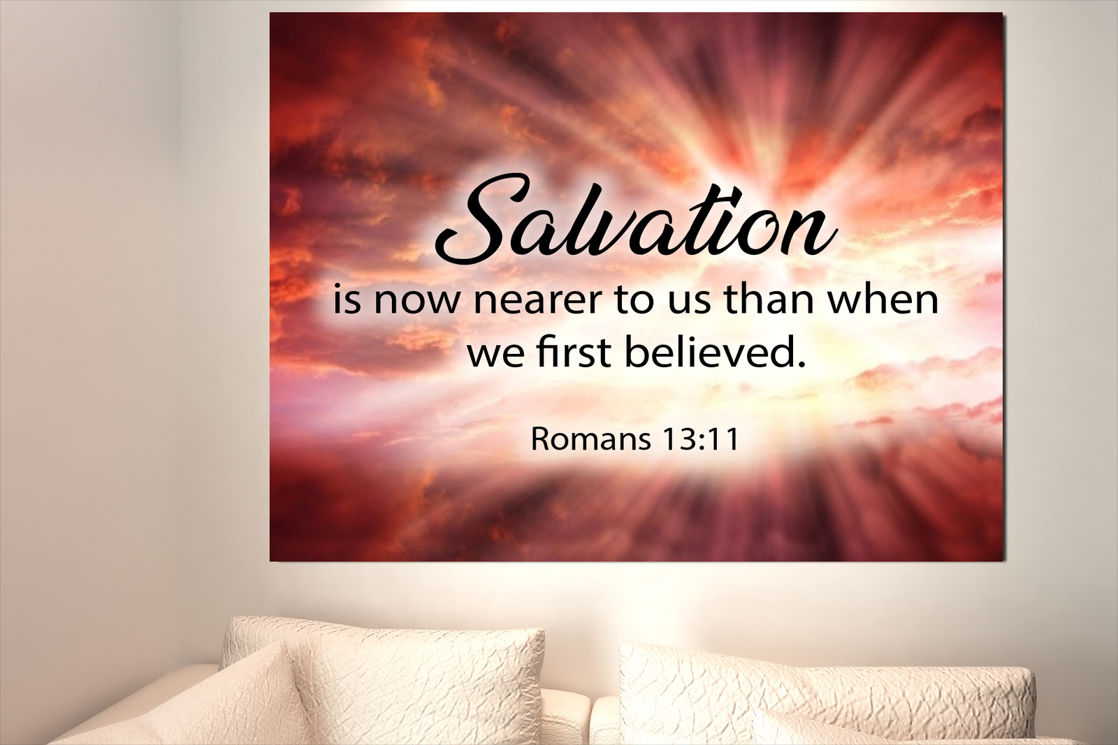 Scripture Walls Salvation is Near Romans 13:11 Christian Home Decor Bible Art Unframed-Express Your Love Gifts