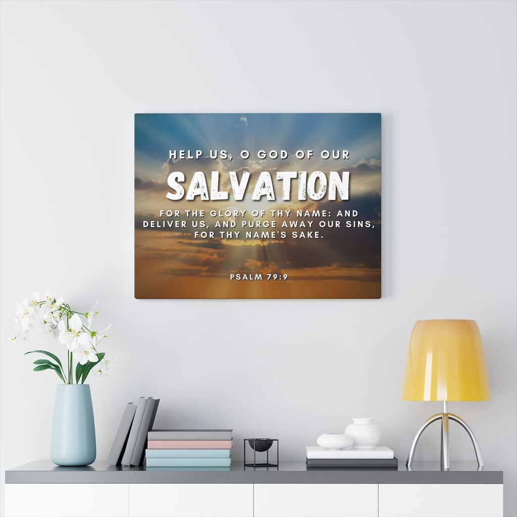 Scripture Walls Salvation Psalm 79:9 Bible Verse Canvas Christian Wall Art Ready to Hang Unframed-Express Your Love Gifts