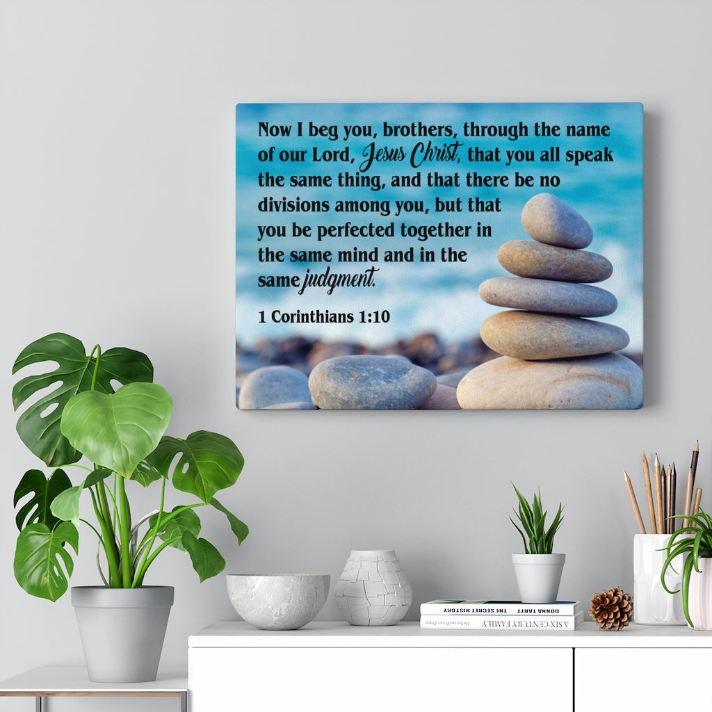Scripture Walls Same Judgment Corinthians 1:10 Scripture Bible Verse Canvas Christian Wall Art Ready to Hang Unframed-Express Your Love Gifts