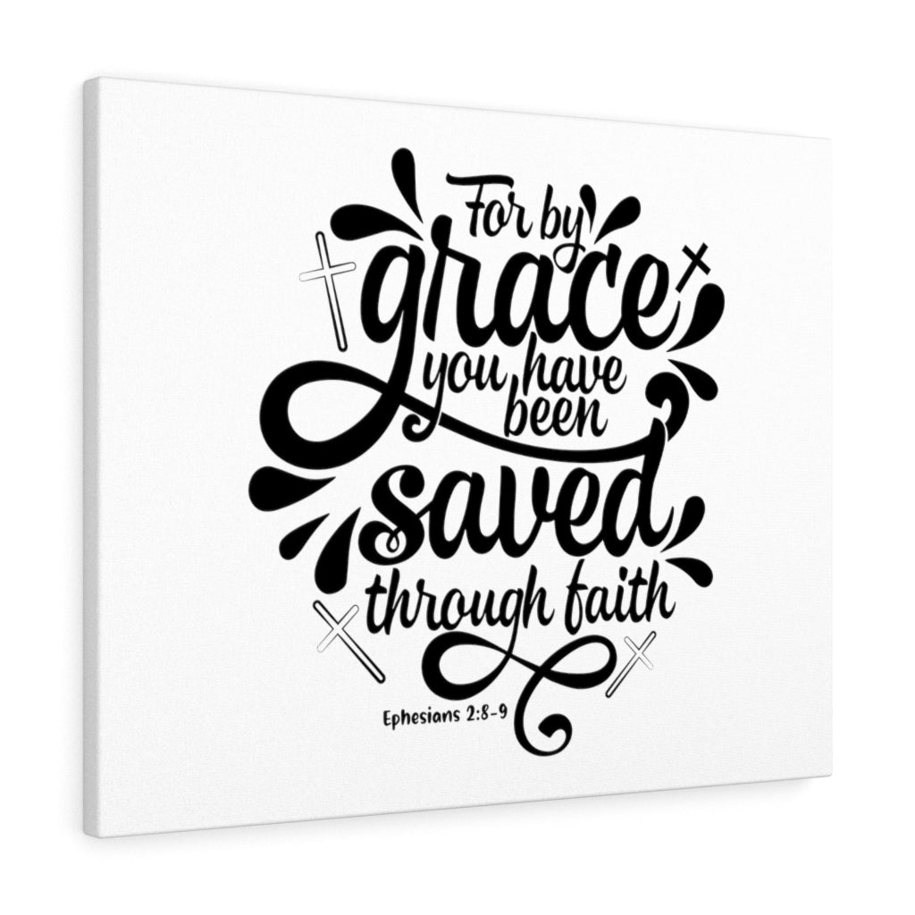 Scripture Walls Saved By Grace Cross Ephesians 2:8-9 Bible Verse Canvas Christian Wall Art Ready to Hang Unframed-Express Your Love Gifts
