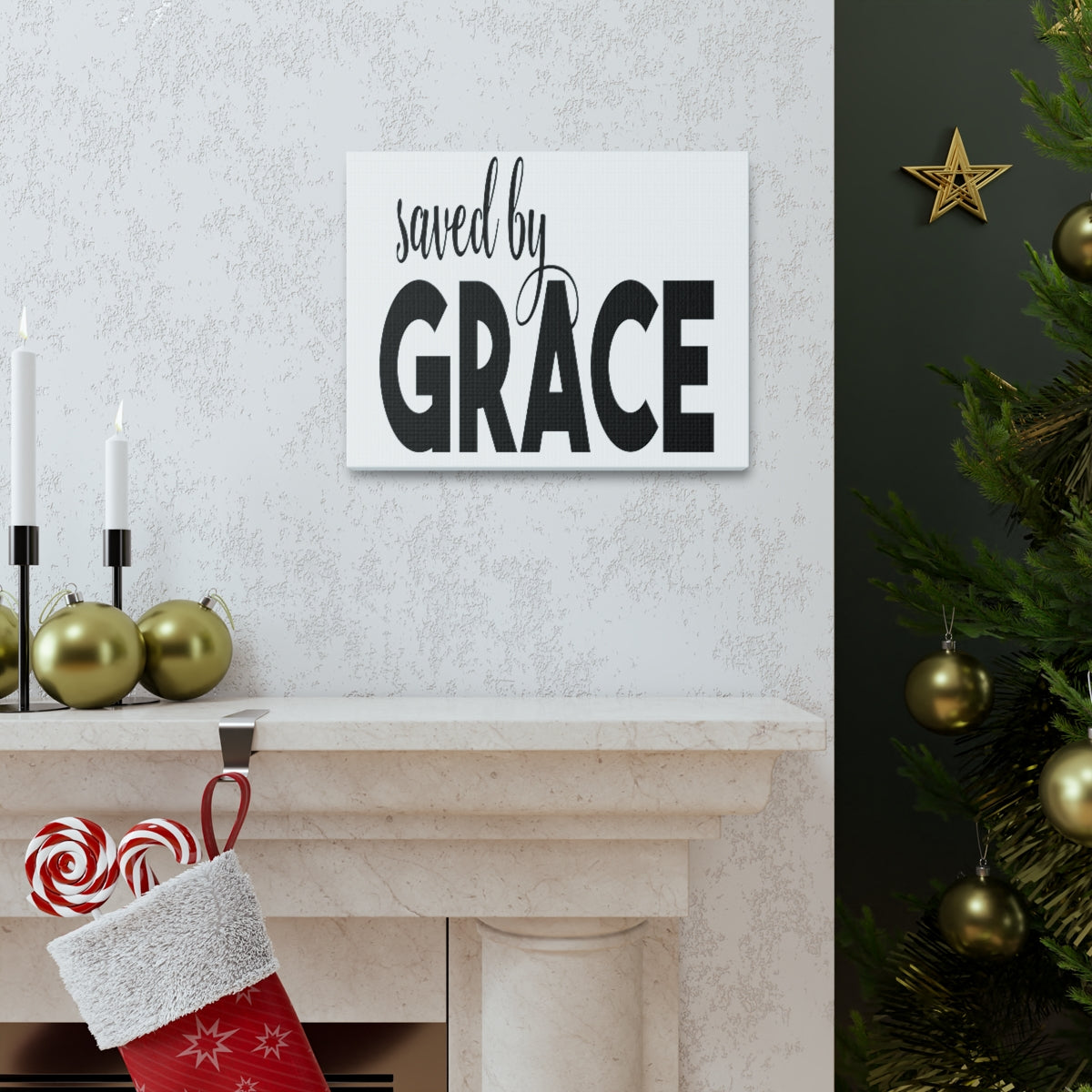 Scripture Walls Saved By Grace Ephesians 2:8-9 Bold Christian Wall Art Print Ready to Hang Unframed-Express Your Love Gifts