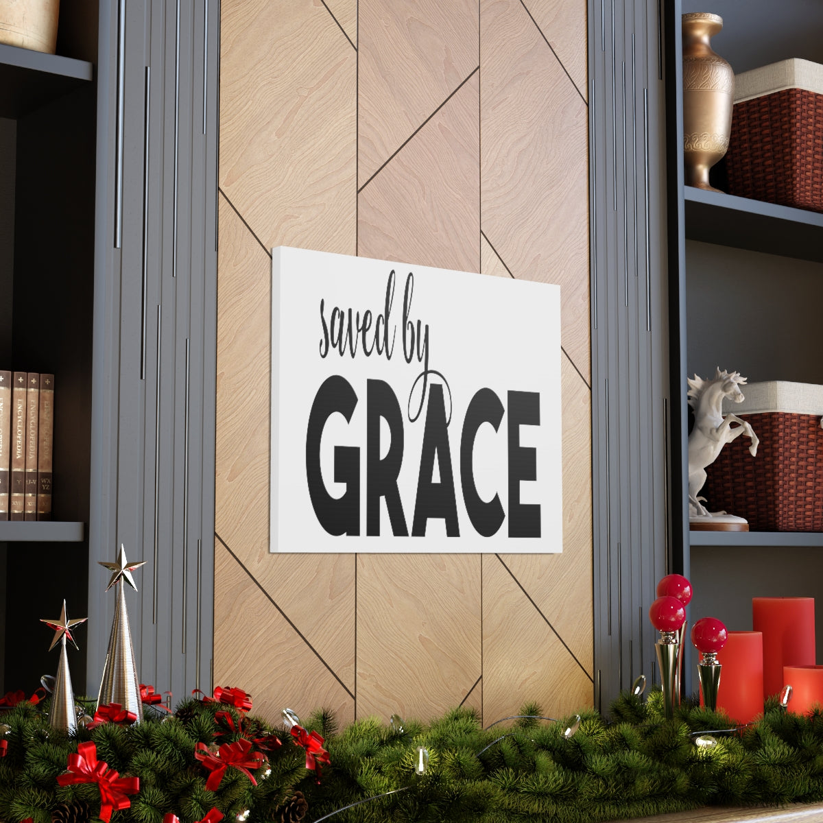 Scripture Walls Saved By Grace Ephesians 2:8-9 Bold Christian Wall Art Print Ready to Hang Unframed-Express Your Love Gifts