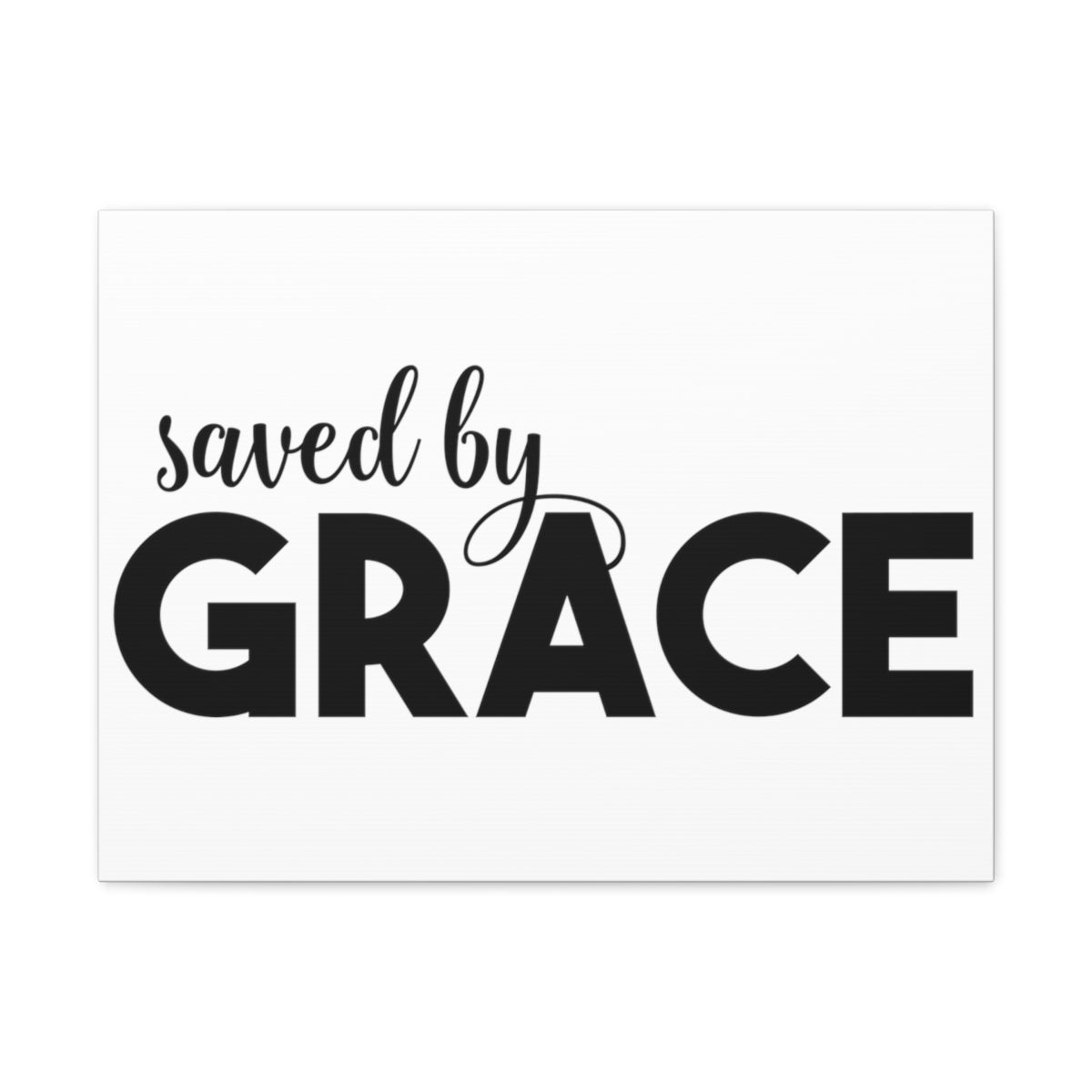 Scripture Walls Saved By Grace Ephesians 2:8-9 White Christian Wall Art Print Ready to Hang Unframed-Express Your Love Gifts