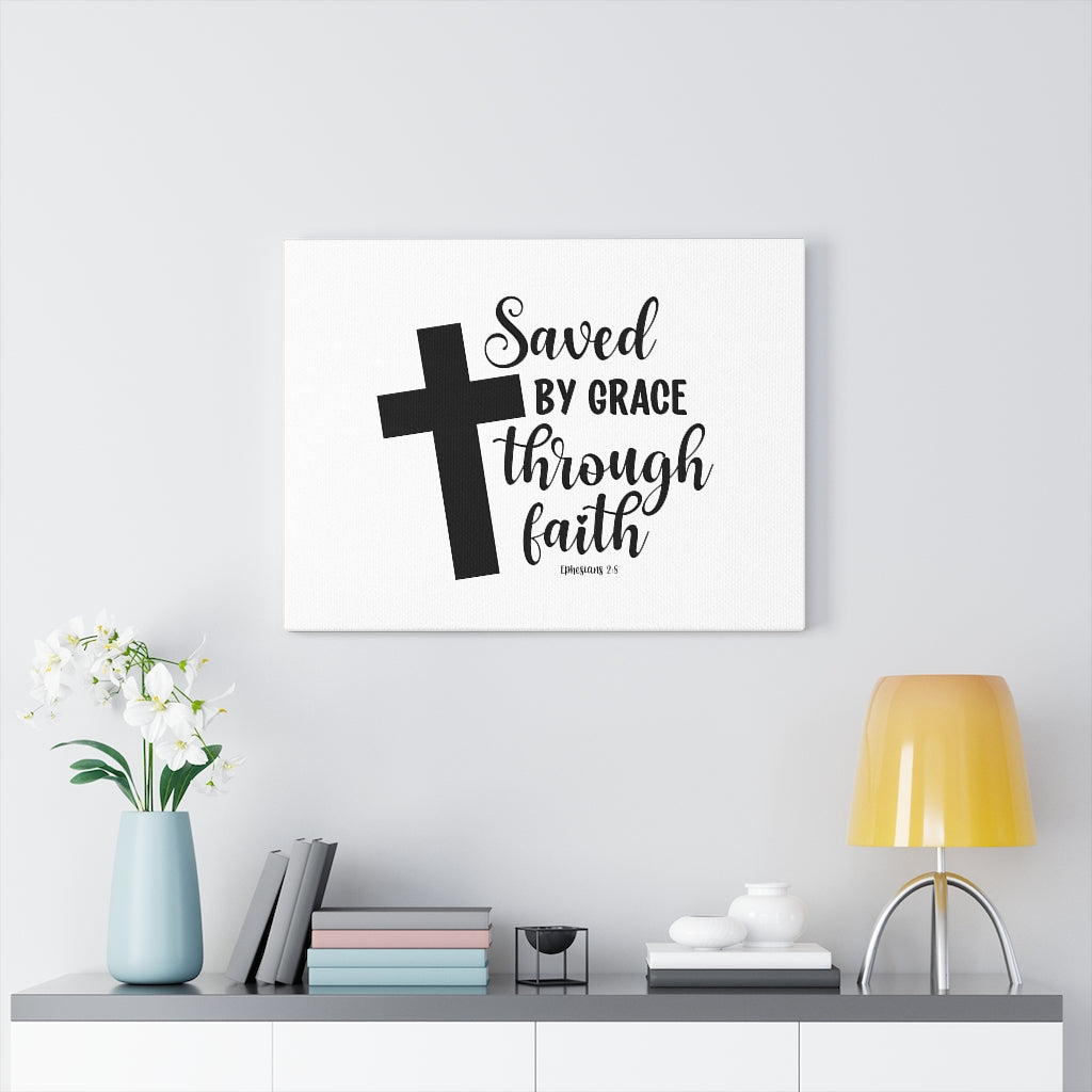 Scripture Walls Saved By Grace Ephesians 2:8 Bible Verse Canvas Christian Wall Art Ready to Hang Unframed-Express Your Love Gifts